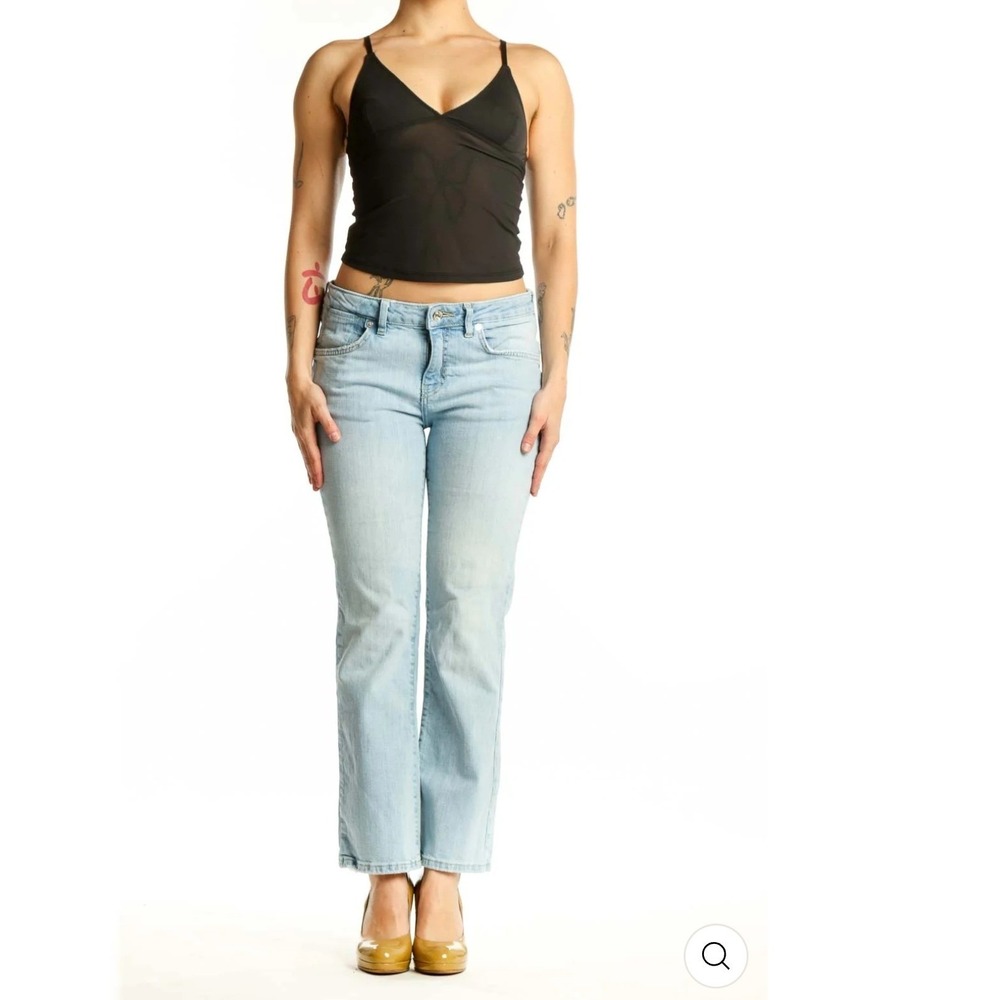We The Free Light Blue Denim Flare Jeans Size 28 Light‎ Wash Stretch Pants - Picture 2 of 5